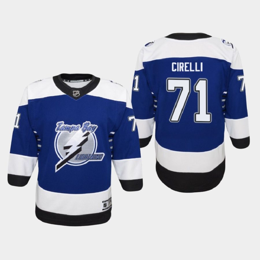 youth lightning anthony cirelli blue 2020 21 reverse retro replica jersey