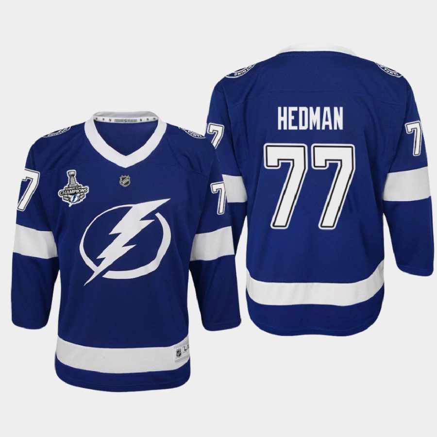 youth lightning victor hedman blue 2020 stanley cup champions home replica player jersey