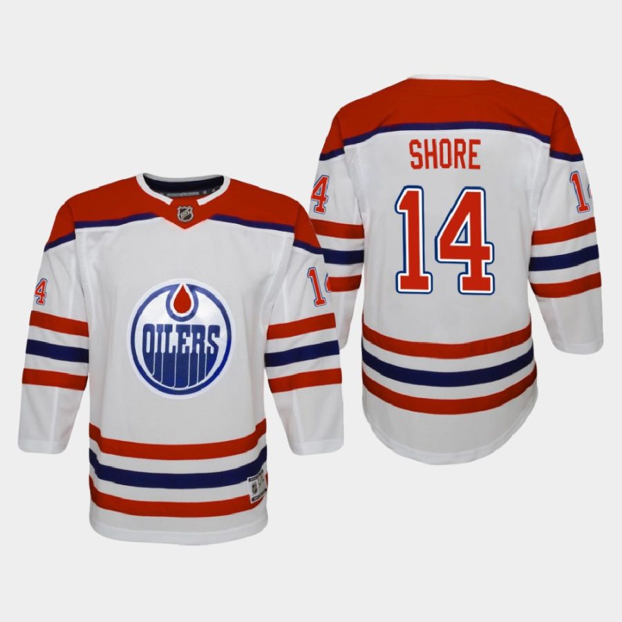 youth oilers devin shore white 2020 21 reverse retro special edition replica jersey