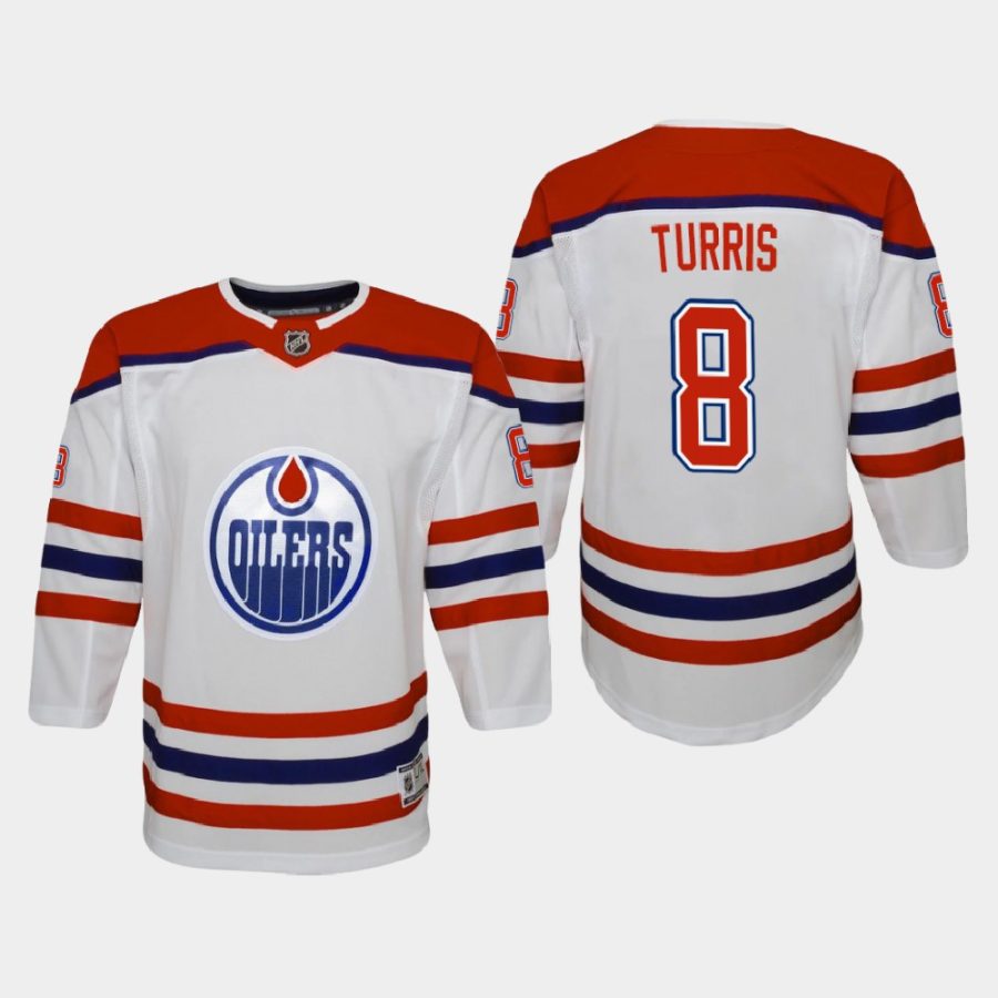 youth oilers kyle turris white 2020 21 reverse retro replica jersey