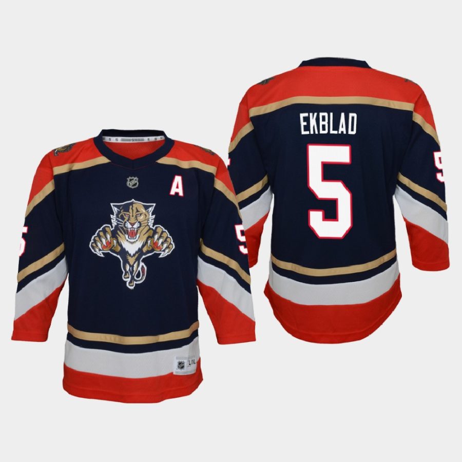 youth panthers aaron ekblad navy 2020 21 reverse retro replica jersey