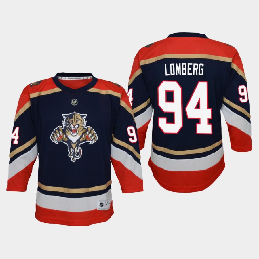 youth panthers ryan lomberg navy 2020 21 reverse retro replica jersey