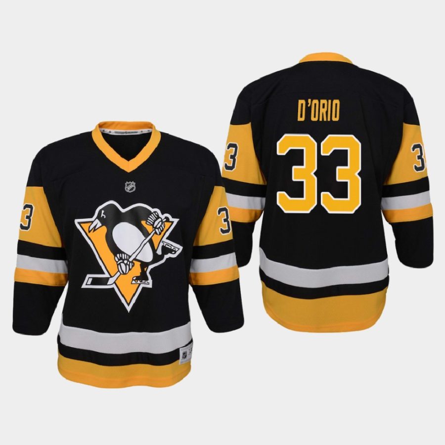 youth penguins alex dorio black 2021 home jersey