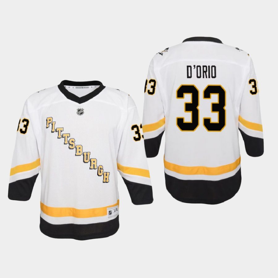 youth penguins alex dorio white 2021 reverse retro jersey