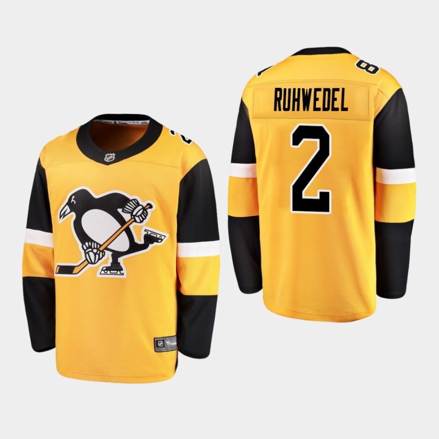 youth penguins chad ruhwedel 2019 alternate breakaway jerseygold