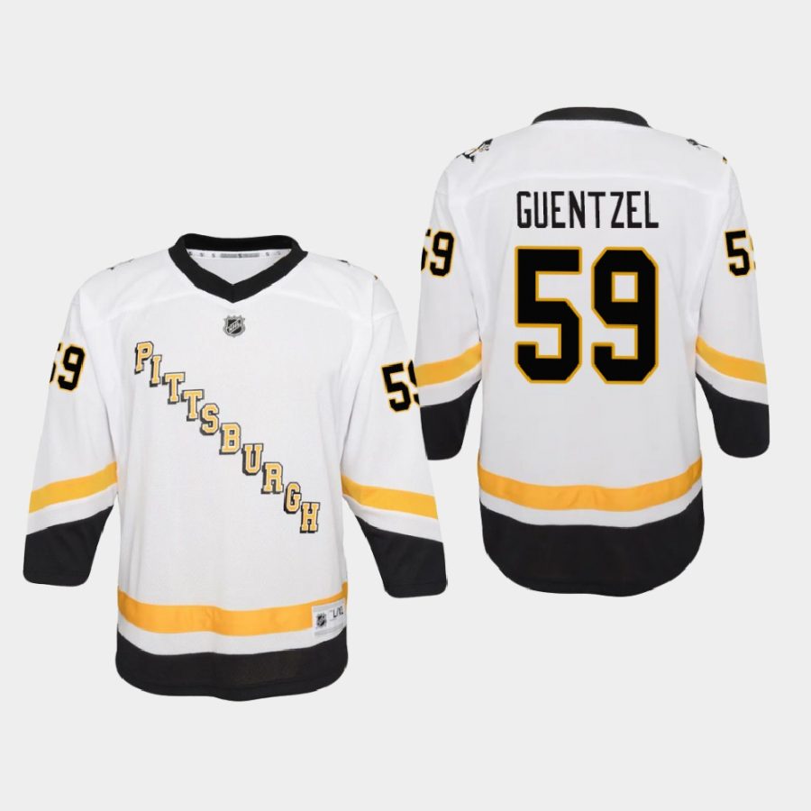 youth penguins jake guentzel white 2020 21 reverse retro replica jersey