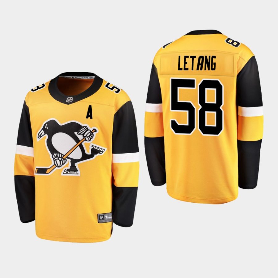 youth penguins kris letang 2019 alternate breakaway player jerseygold