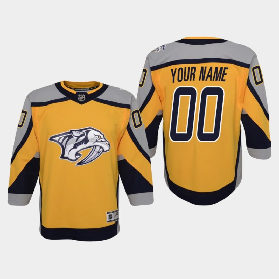 youth predators custom gold 2020 21 reverse retro special edition replica jersey