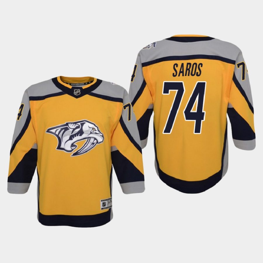 youth predators juuse saros gold 2020 21 reverse retro special edition replica jersey