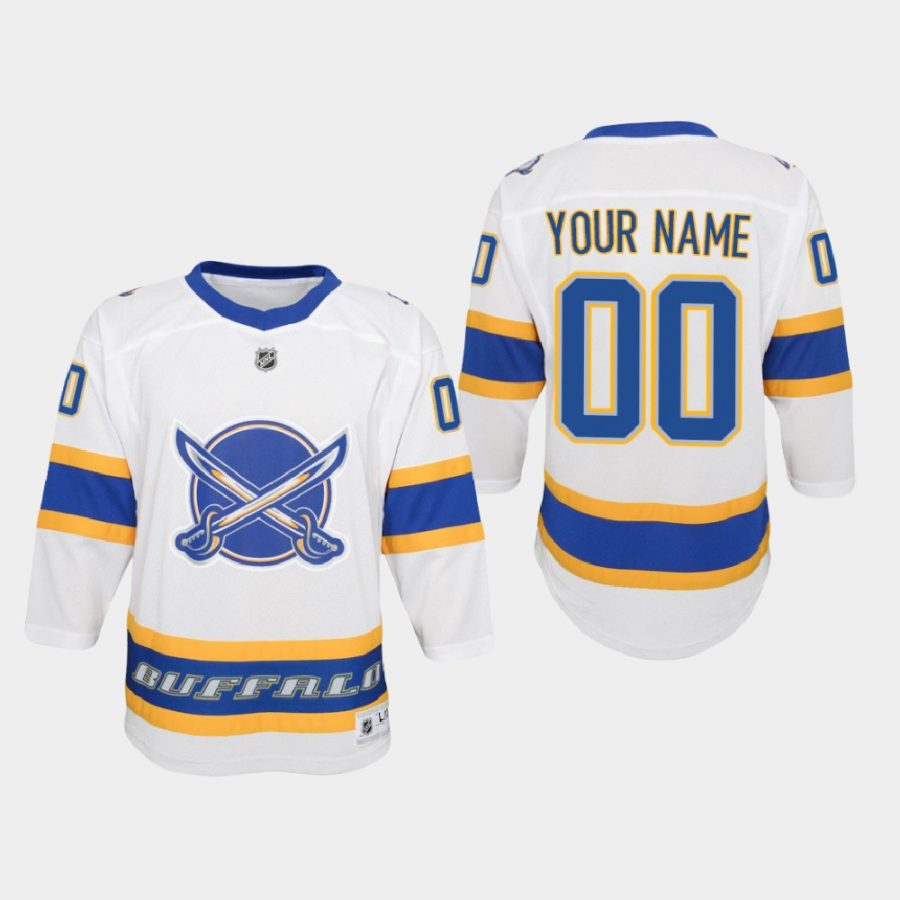 youth sabres custom white 2020 21 reverse retro special edition replica jersey