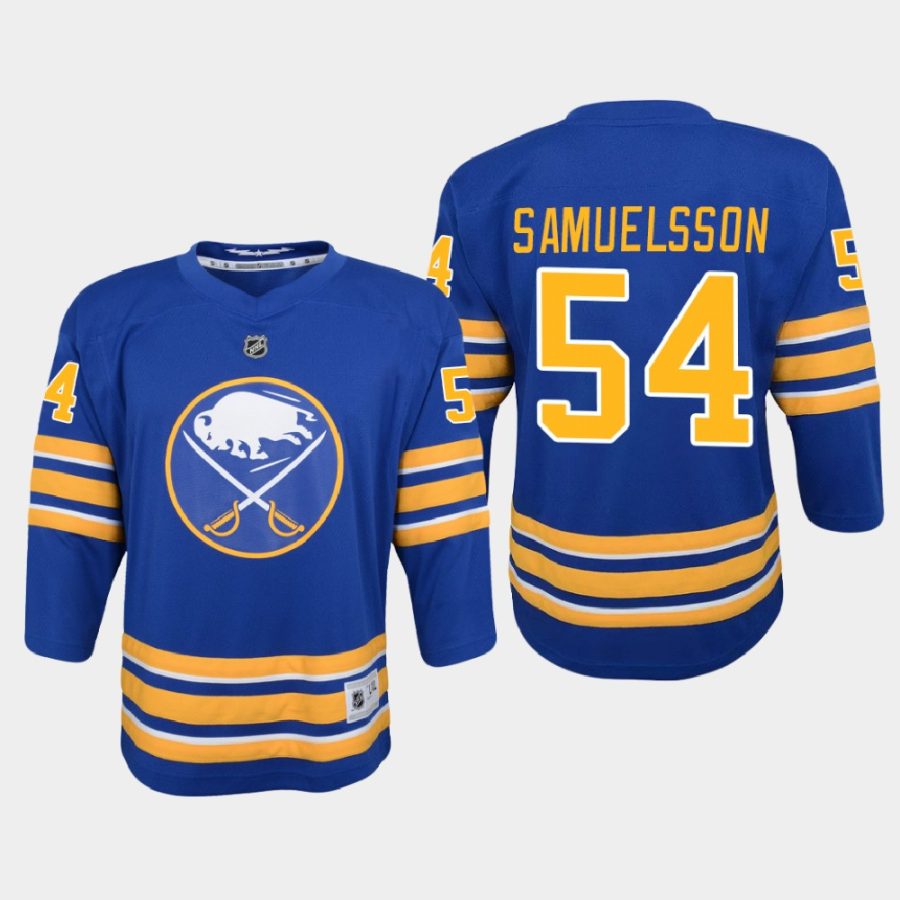 youth sabres mattias samuelsson royal 2021 home jersey