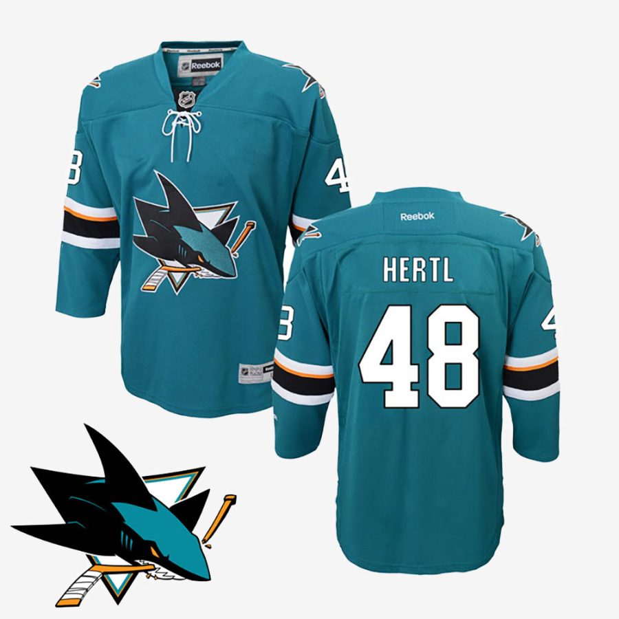 youth san jose sharks 48 tomas hertl teal premier home jersey