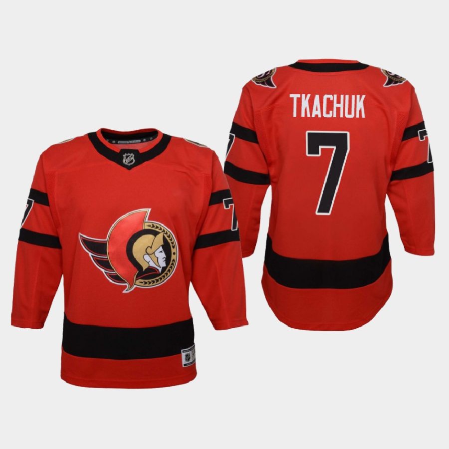 youth senators brady tkachuk red 2020 21 reverse retro replica jersey