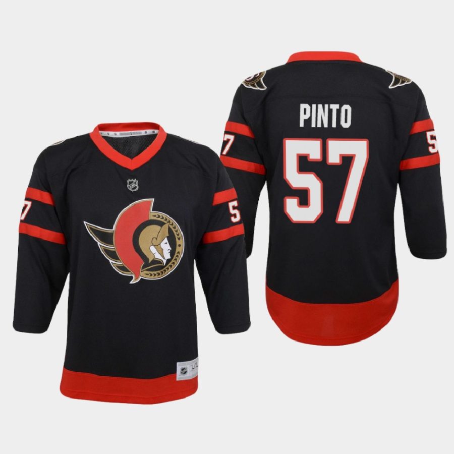 youth senators shane pinto black 2021 home jersey