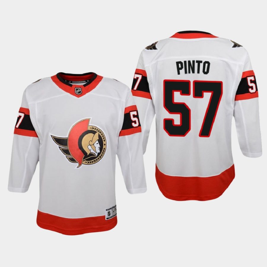 youth senators shane pinto white 2021 away jersey