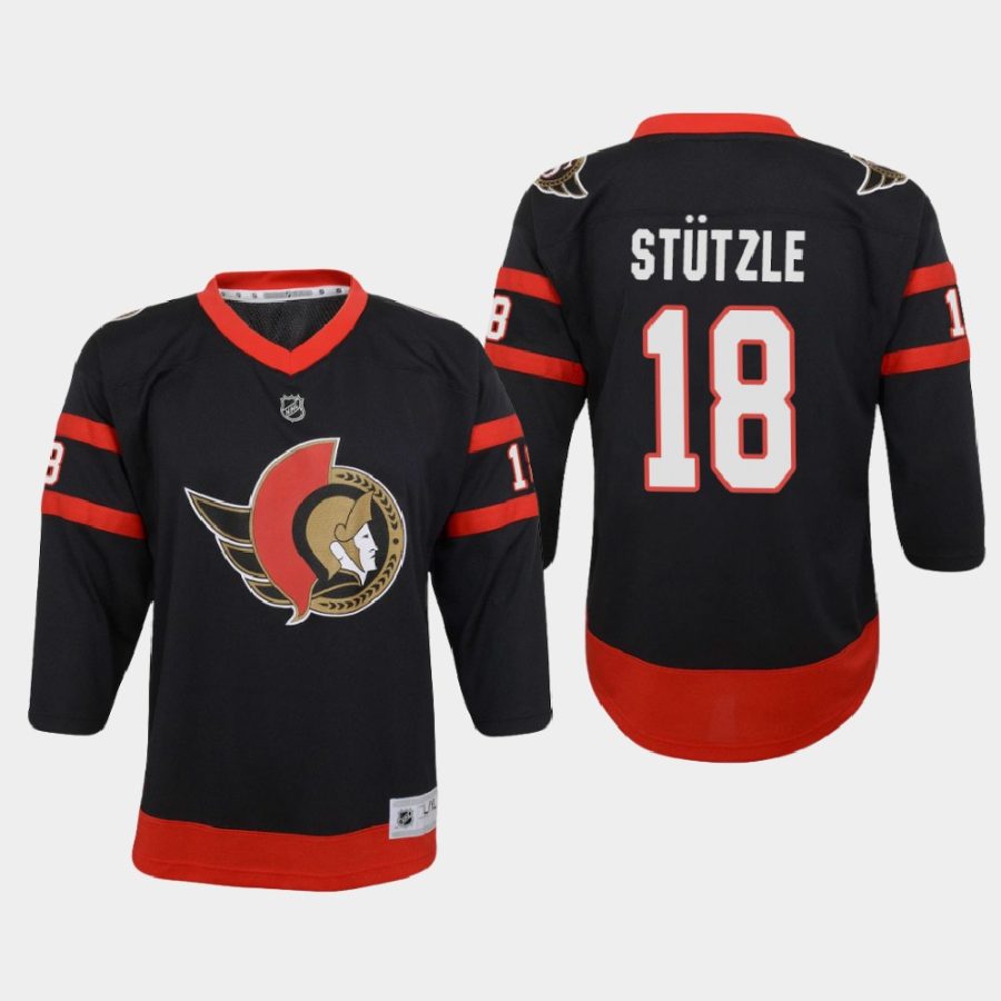 youth senators tim stutzle black 2021 home jersey