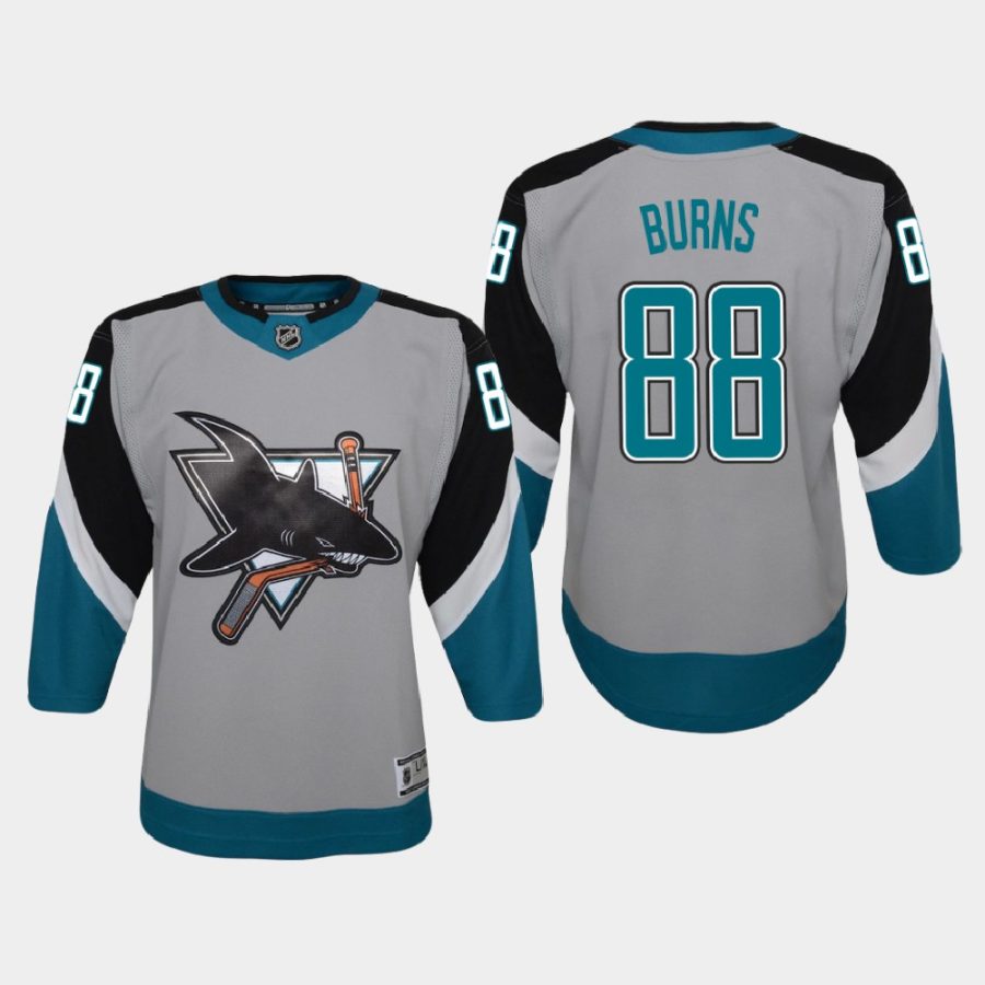 youth sharks brent burns gray 2020 21 reverse retro replica jersey