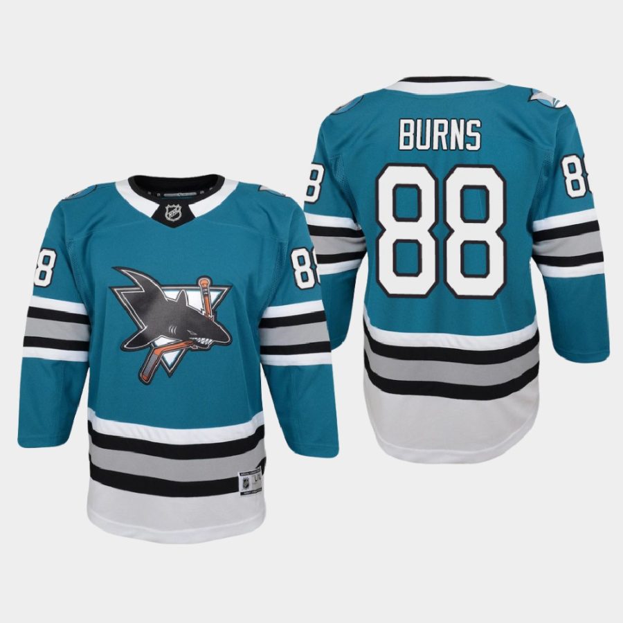 youth sharks brent burns teal 2020 21 30th anniversary heritage premier jersey