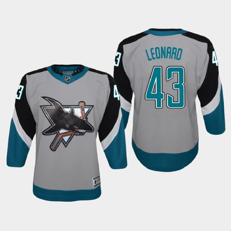 youth sharks john leonard gray 2020 21 reverse retro special edition replica jersey