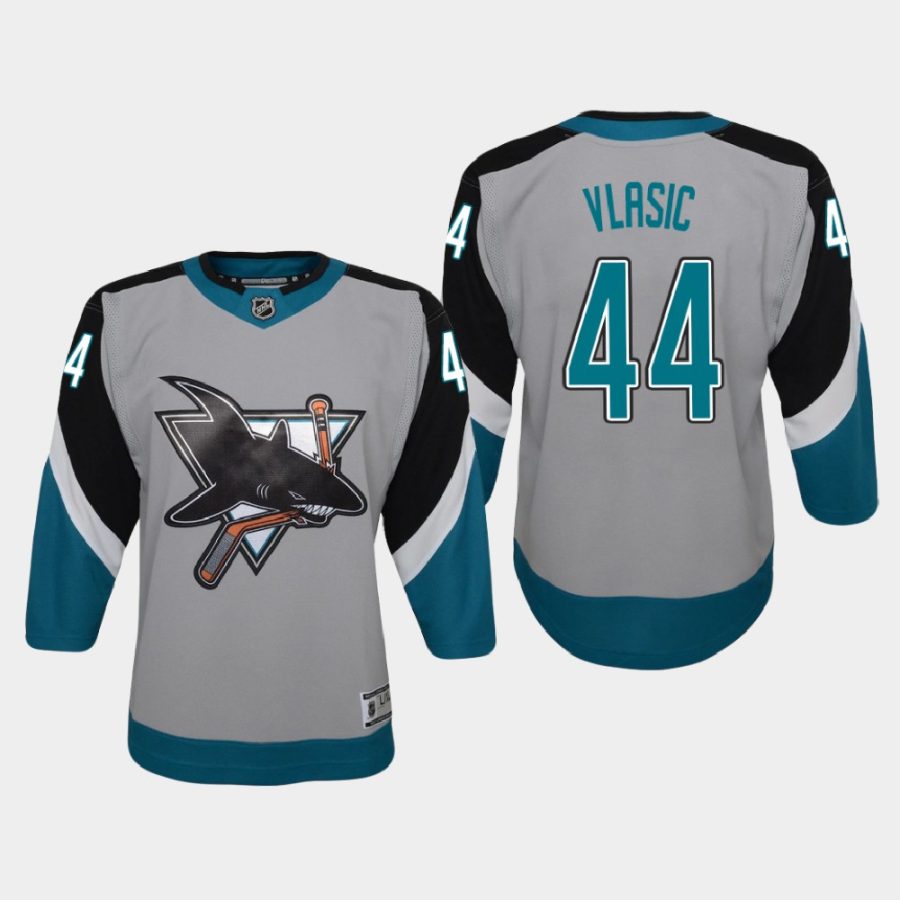 youth sharks marc edouard vlasic gray 2020 21 reverse retro replica jersey