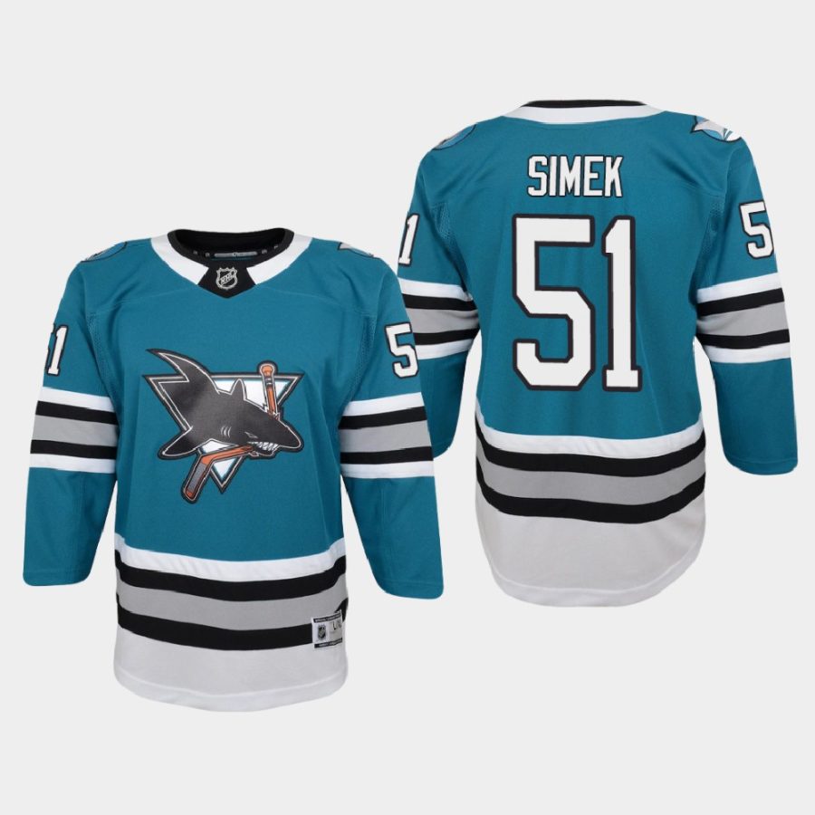 youth sharks radim simek teal 2020 21 30th anniversary heritage premier jersey