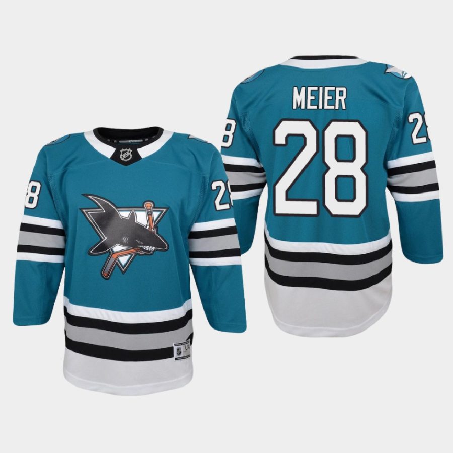 youth sharks timo meier teal 2020 21 30th anniversary heritage premier jersey