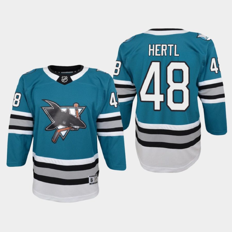 youth sharks tomas hertl teal 2020 21 30th anniversary heritage premier jersey