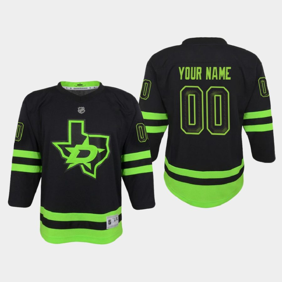 youth stars custom black 2020 21 alternate blackout replica jersey