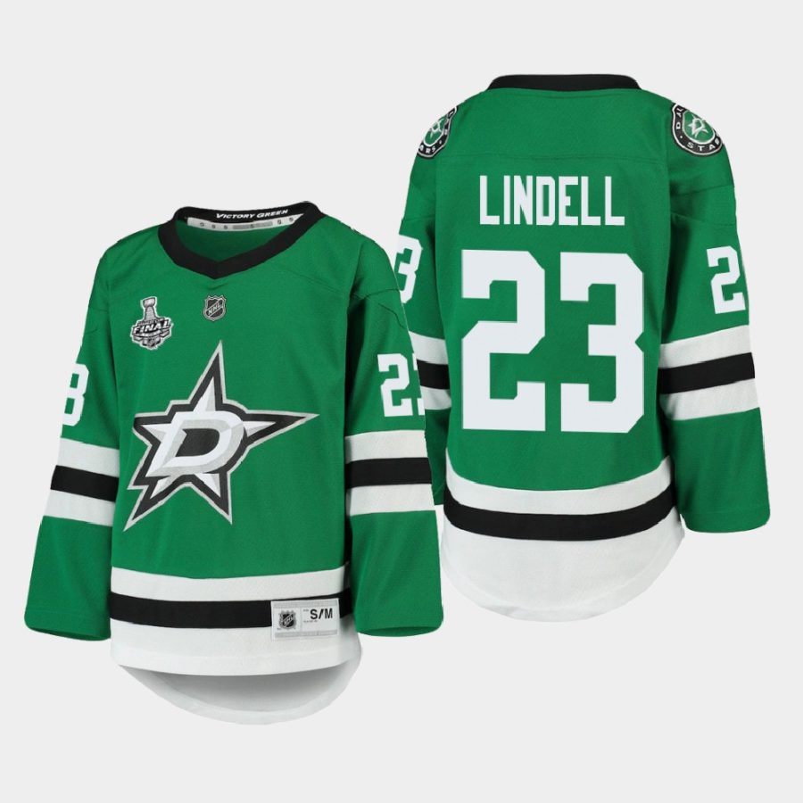 youth stars esa lindell kelly green 2020 stanley cup final home replica player jersey