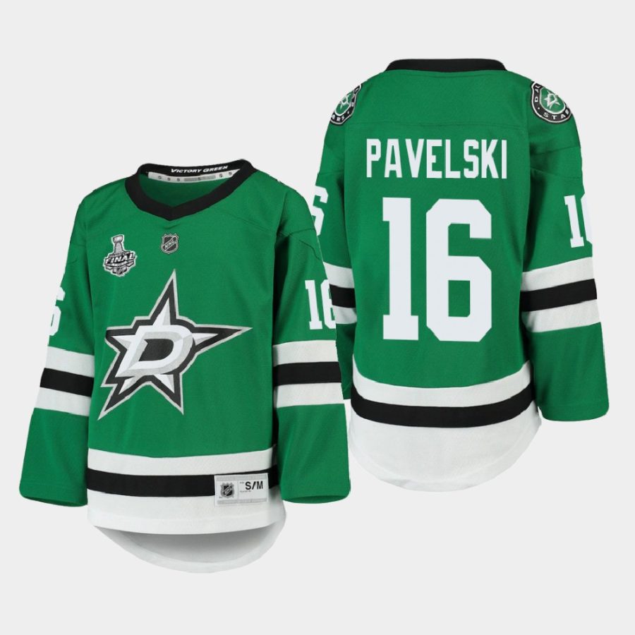 youth stars joe pavelski kelly green 2020 stanley cup final home replica player jersey