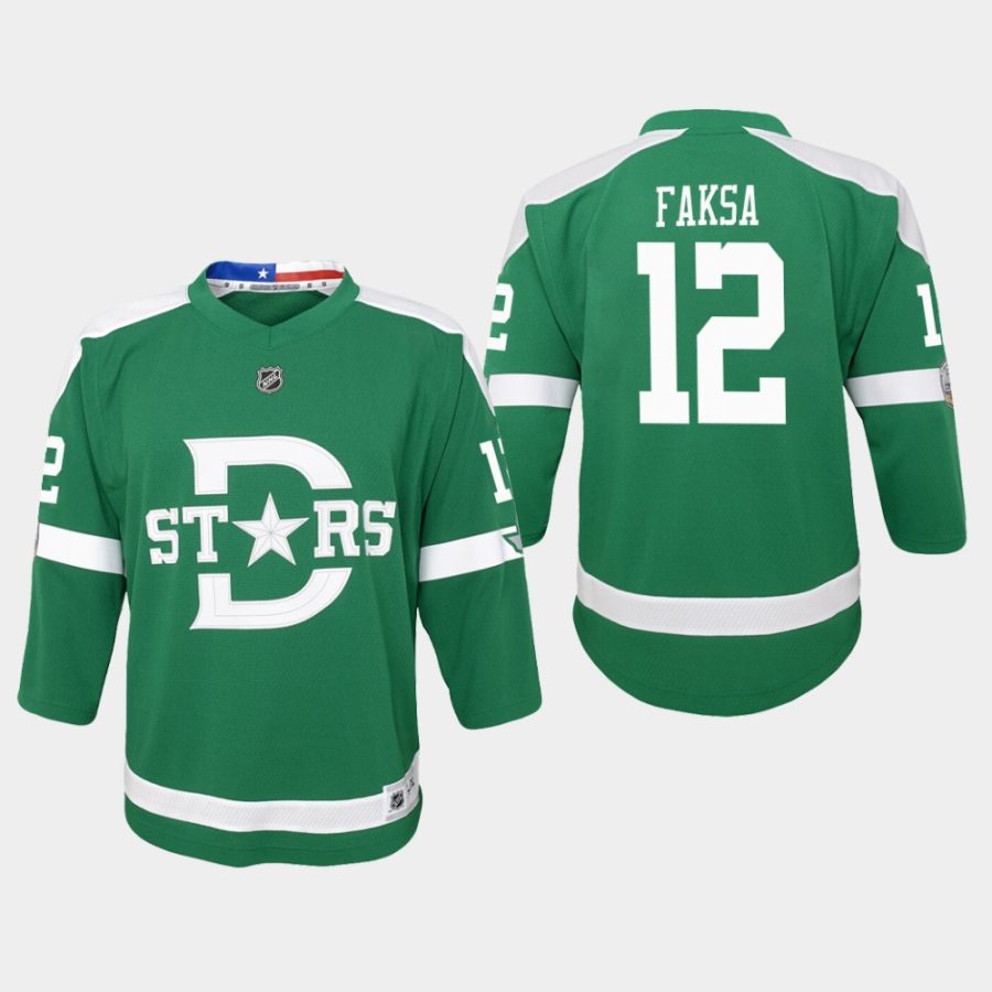 youth stars radek faksa green 2020 winter classic replica jersey