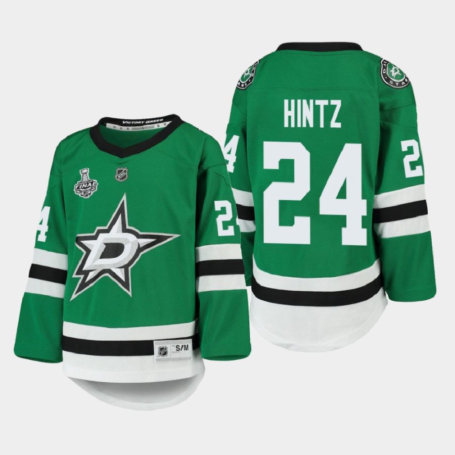 youth stars roope hintz kelly green 2020 stanley cup final home replica player jersey