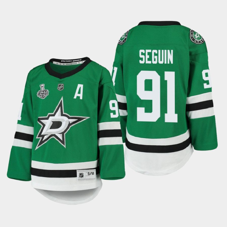 youth stars tyler seguin kelly green 2020 stanley cup final home replica player jersey