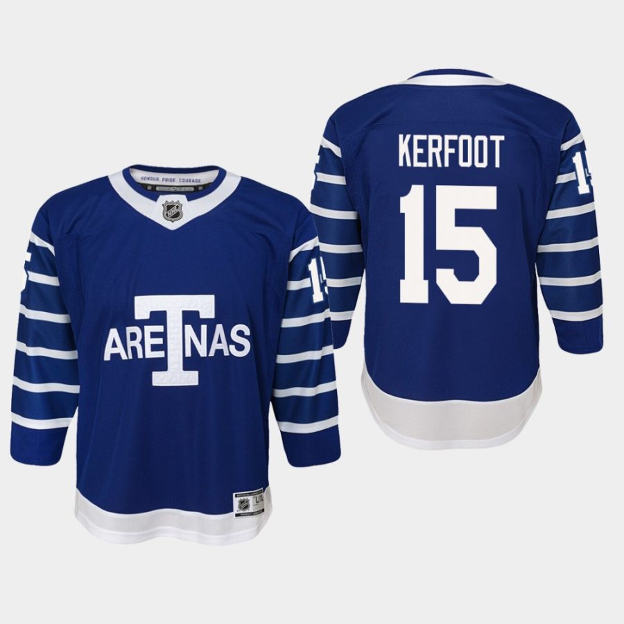 youth toronto arenas alexander kerfoot blue throwback premier player jersey