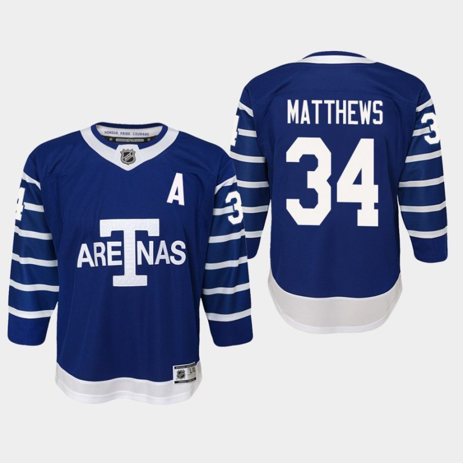 youth toronto arenas auston matthews blue throwback premier player jersey