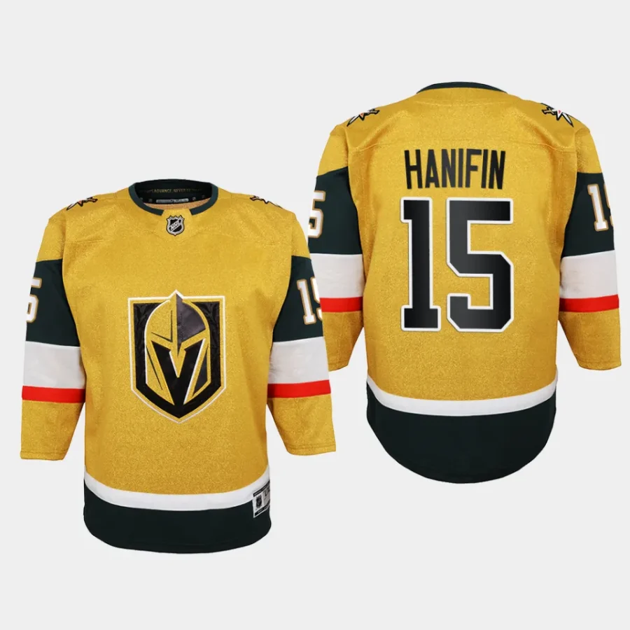 youth vgk noah hanifin gold home premier player jersey