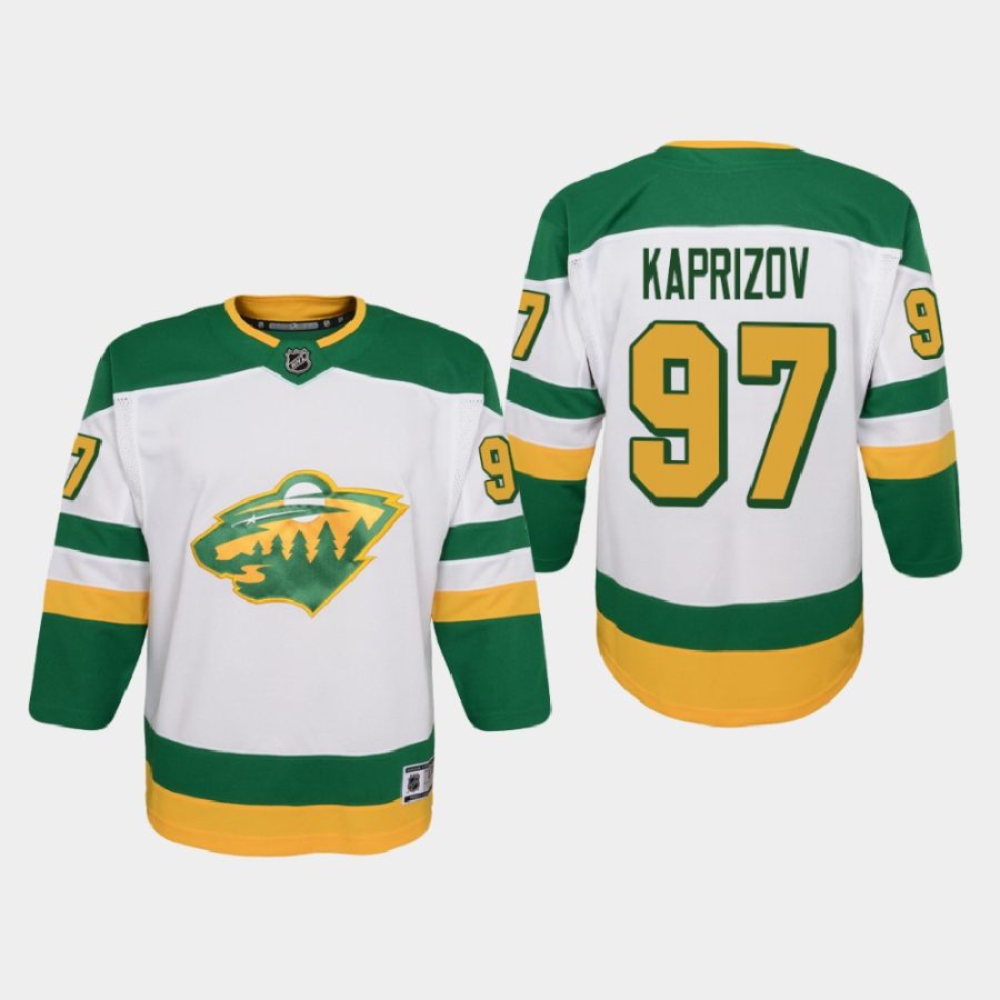 youth wild kirill kaprizov white 2021 reverse retro jersey