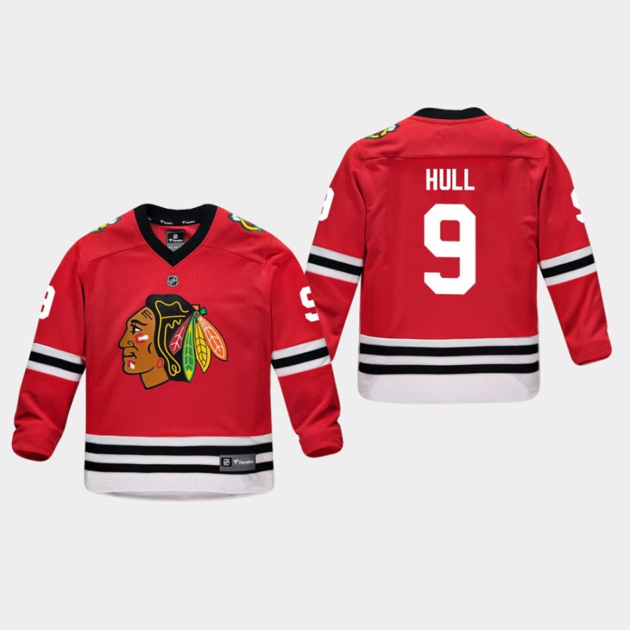 youthblackhawks bobby hull red home replica player jersey