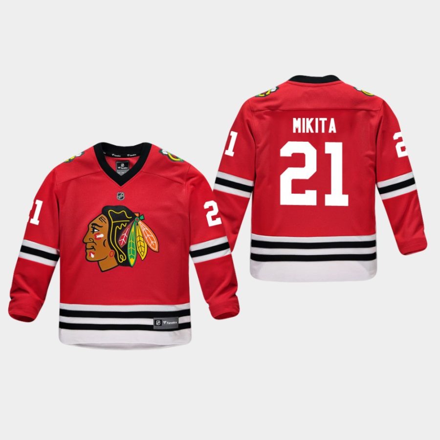 youthblackhawks stan mikita red home replica player jersey