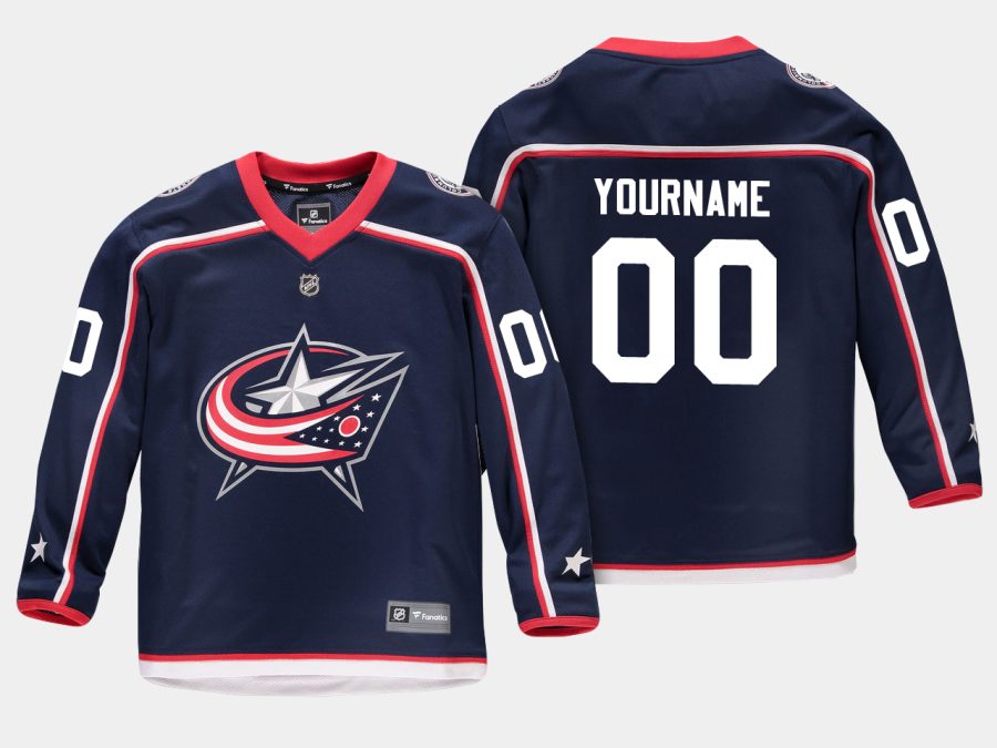 youthblue jackets custom navy home replica player jersey