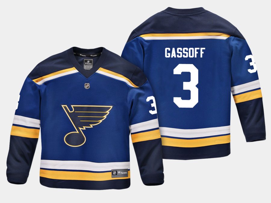 youthblues bob gassoff blue home replica player jersey