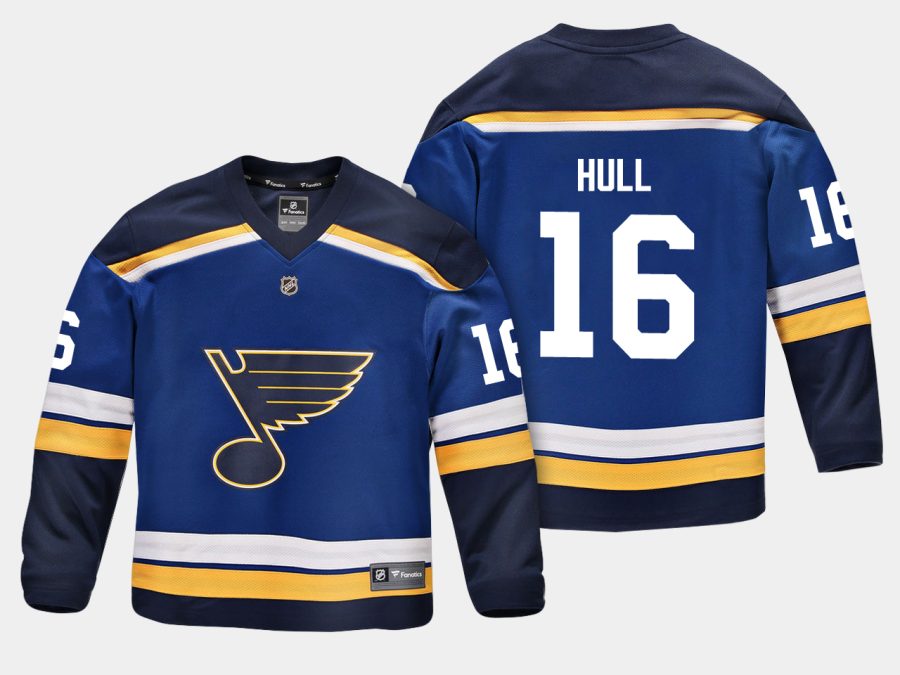 youthblues brett hull blue home replica player jersey