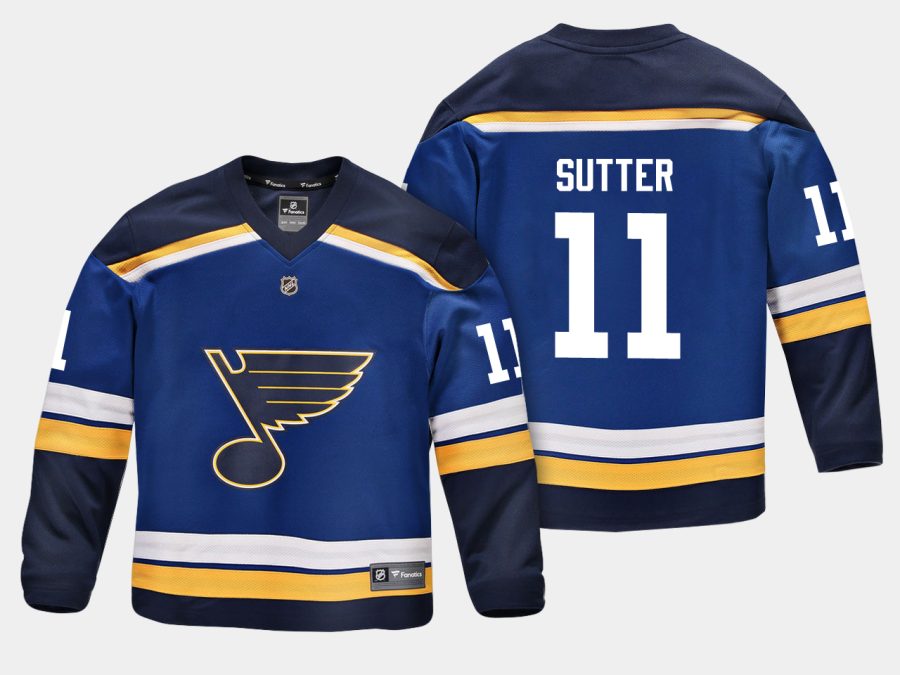 youthblues brian sutter blue home replica player jersey