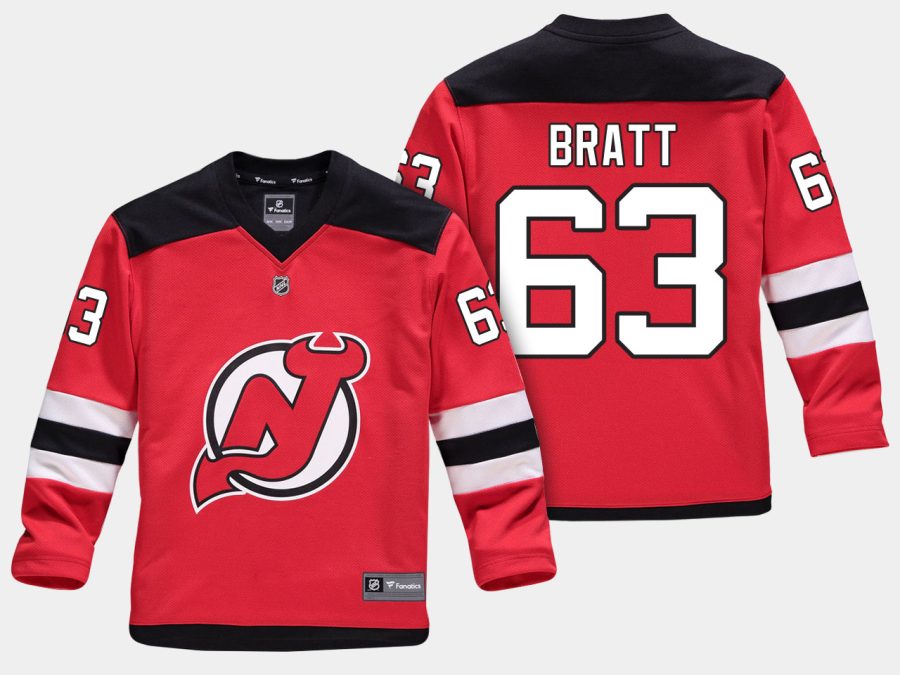 youthdevils jesper bratt red home replica player jersey