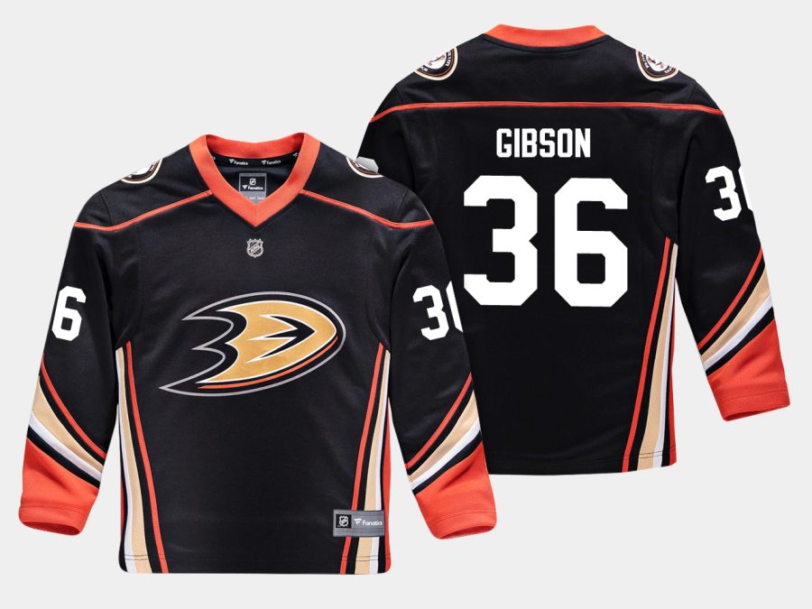 youthducks john gibson black home replica player jersey