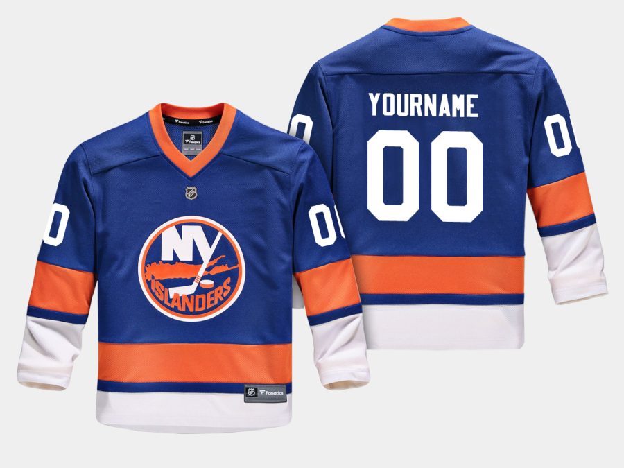 youthislanders custom blue home replica player jersey