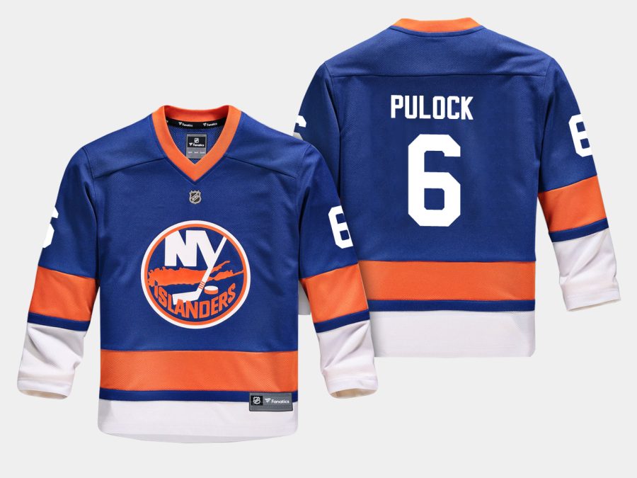 youthislanders ryan pulock blue home replica player jersey