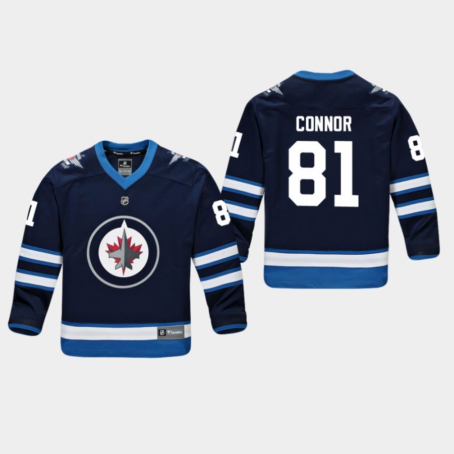 youthjets kyle connor navy home replica player jersey