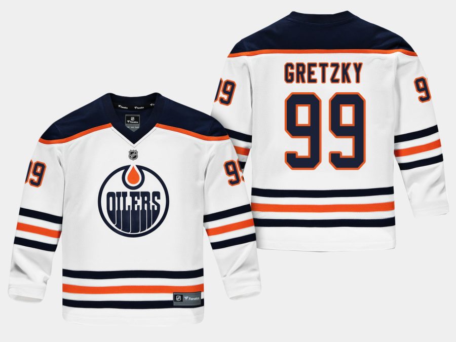 youthoilers wayne gretzky white road replica player jersey