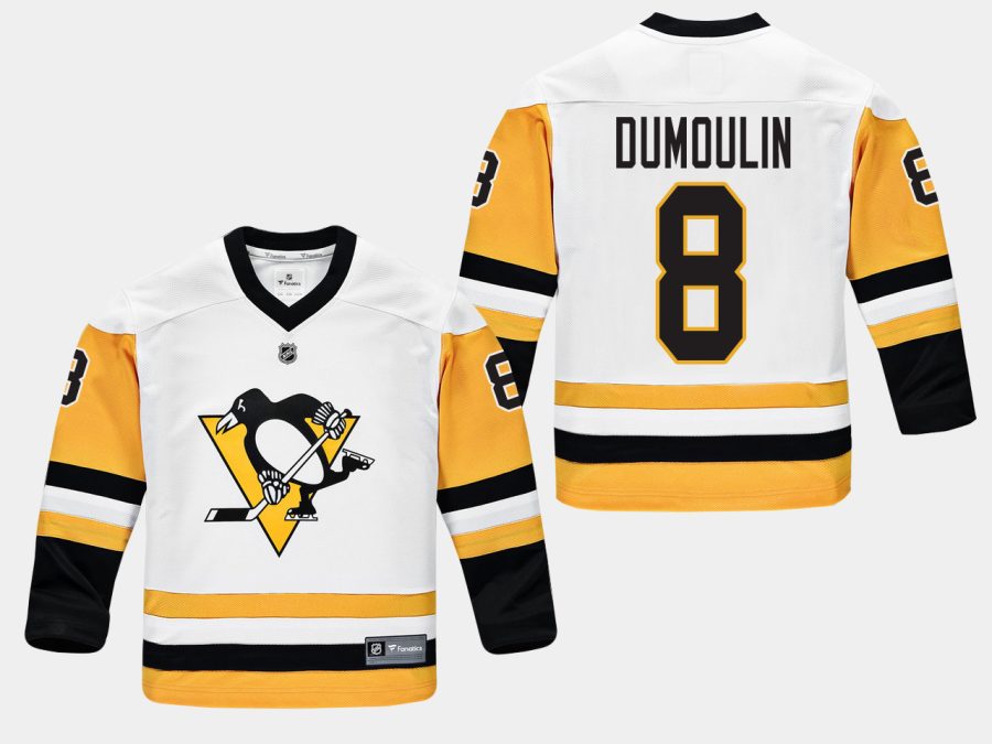 youthpenguins brian dumoulin white road replica player jersey